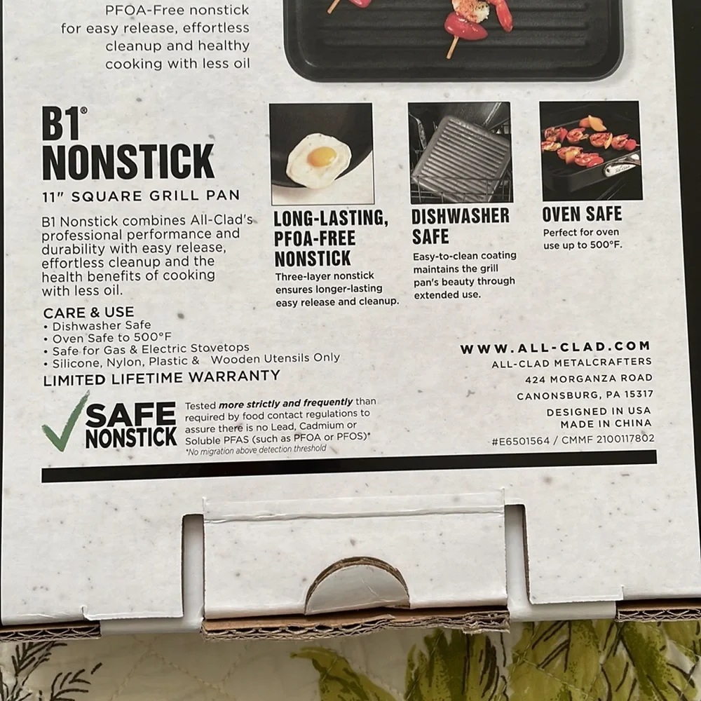 BN All clad PFOA free 11” square griddle, dishwasher & oven safe